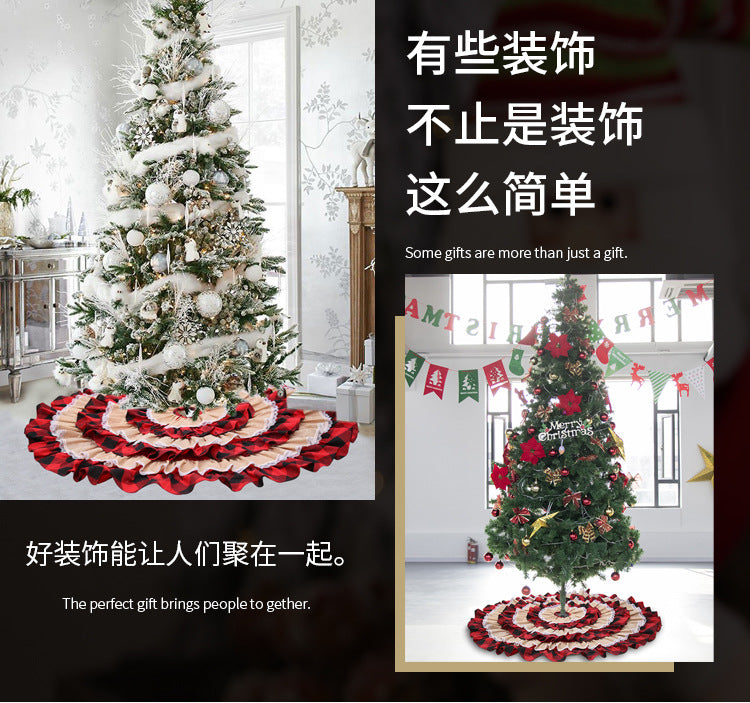Christmas Cake Tree Skirt, Whimsical Festive Design, 116 x 116 cm, Red and White