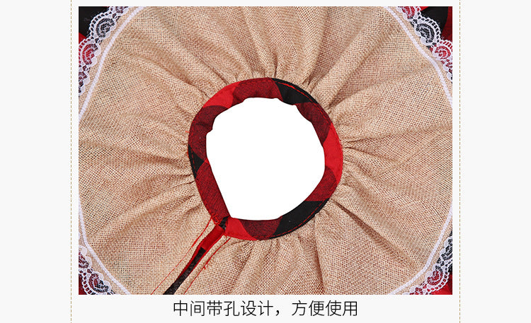 Christmas Cake Tree Skirt, Whimsical Festive Design, 116 x 116 cm, Red and White