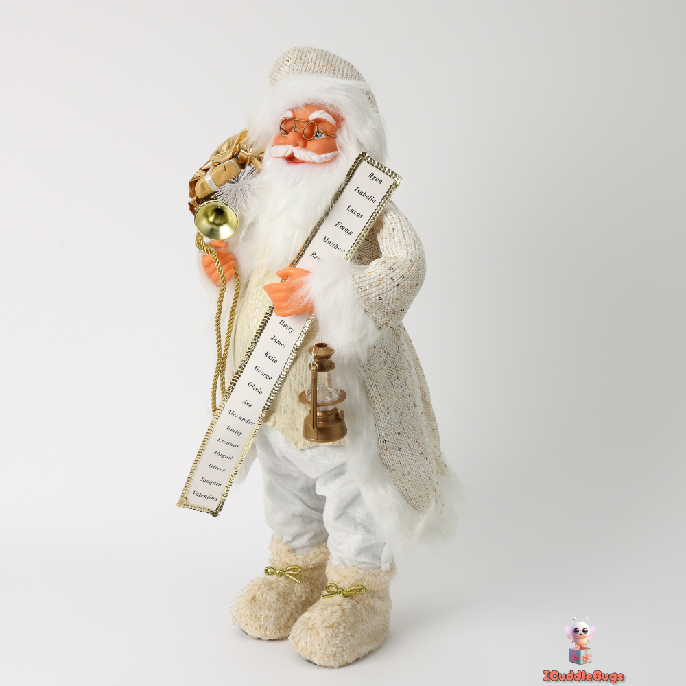 Grand Santa Claus Figurine 60cm – Festive Centerpiece for Holiday Decor, White and Gold