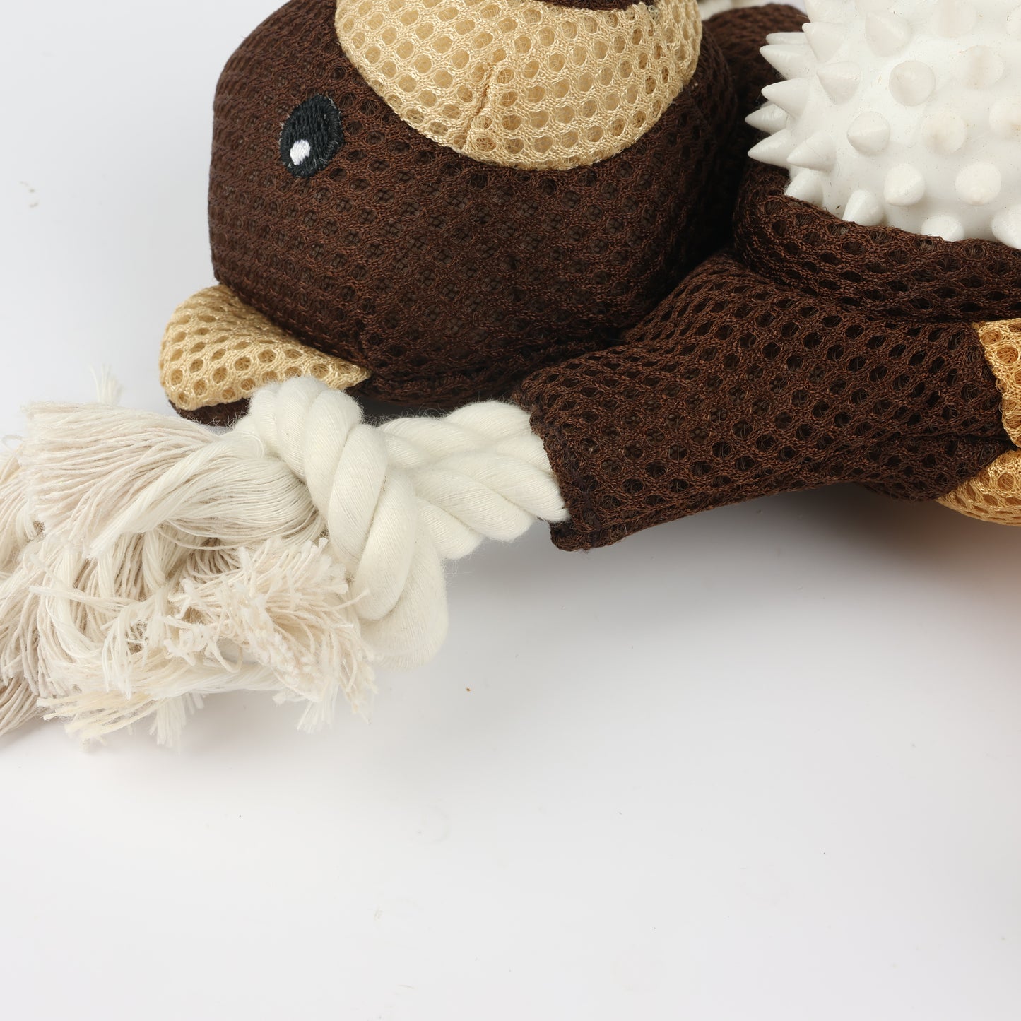 Interactive Dog Toy, Bear Plush with Rope, Chew and Play Pet Toy, Brown and Tan
