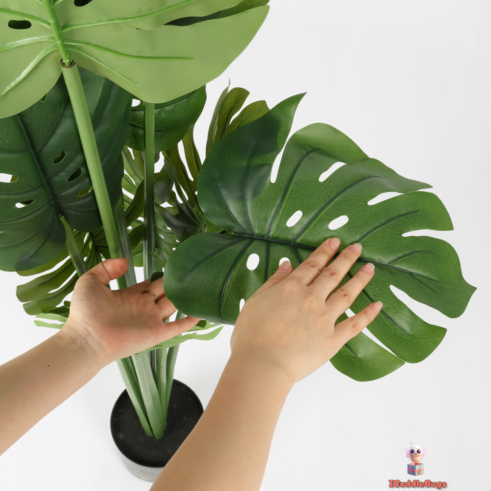Tropical Monstera in Matte Black Pot