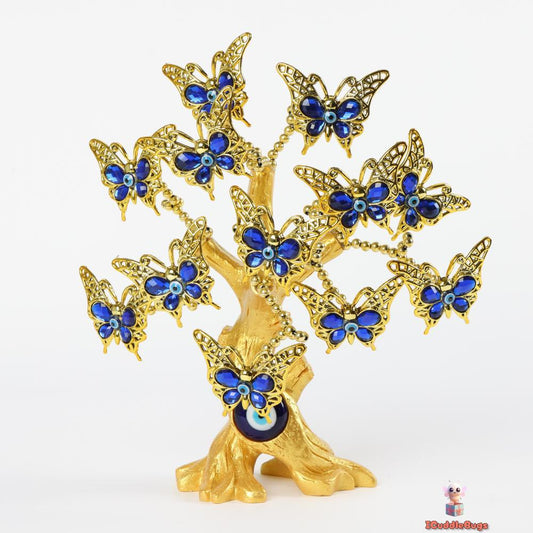 Blue Evil Eye Gold Tree Decor, Guardian of Harmony and Positivity, 20 cm