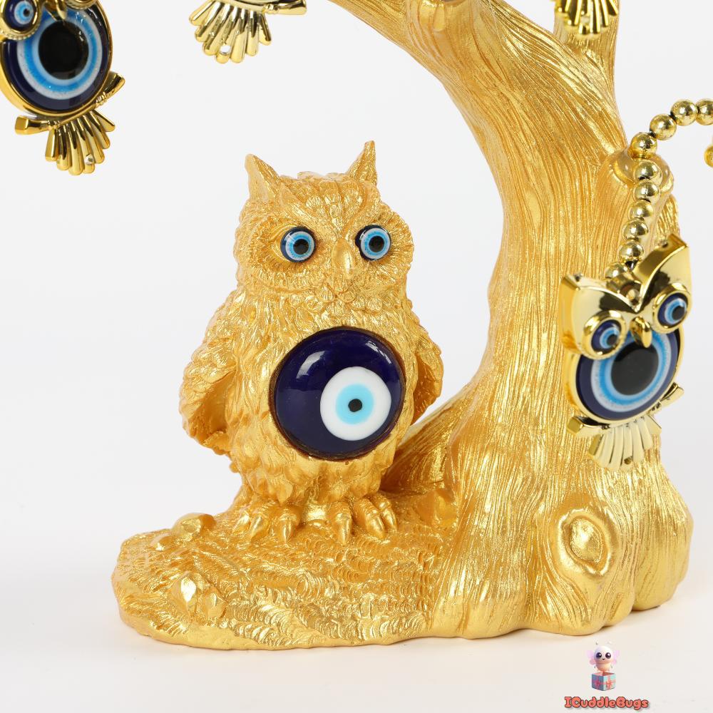Golden Blue Evil Eye Decorative Tree, Embodiment of Strength and Protection