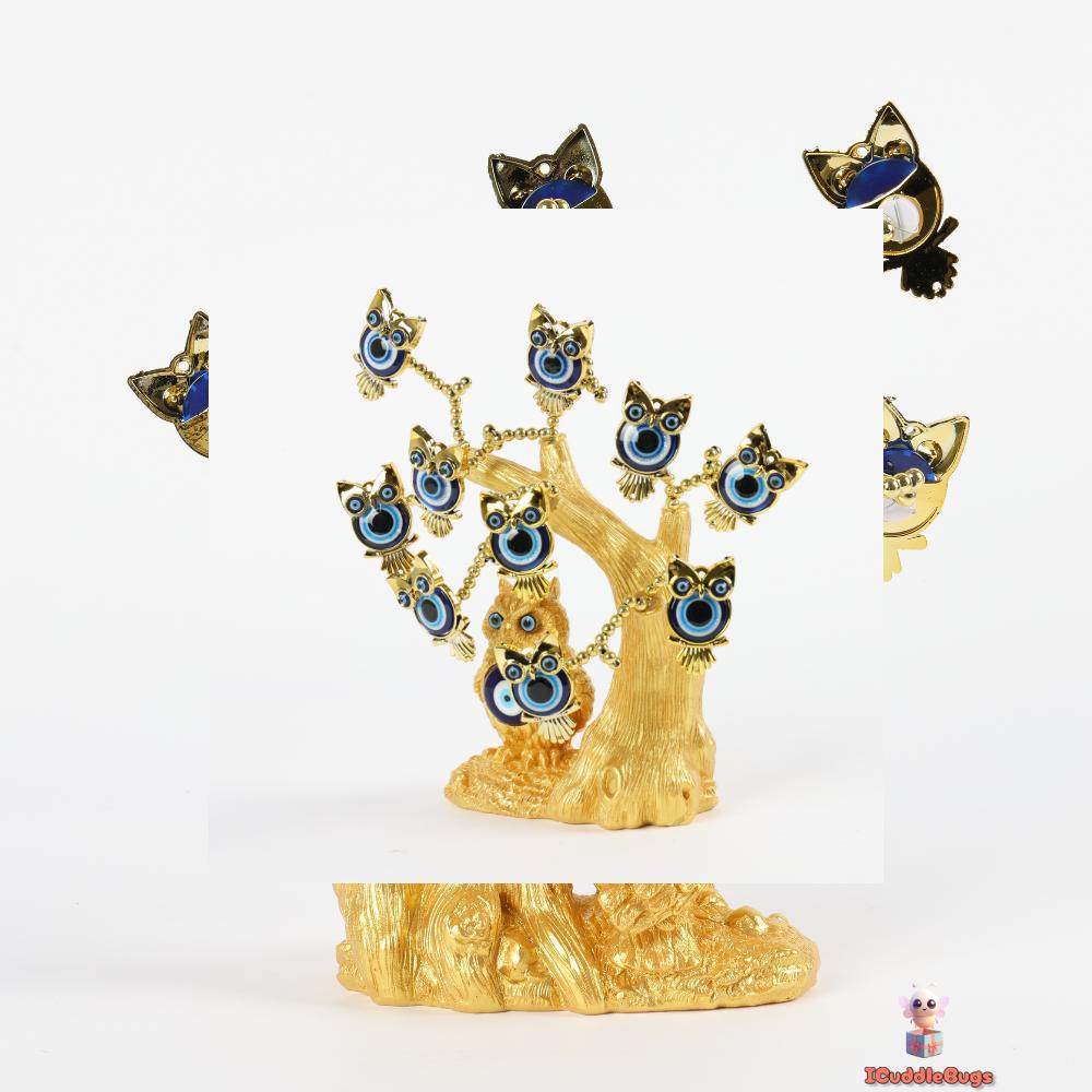 Golden Blue Evil Eye Decorative Tree, Embodiment of Strength and Protection
