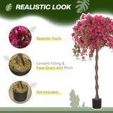 Set Of 2 Decorative Artificial Plants, Murraya Flowers In Pots, Fake Plants For Home Indoor Decor, 120cm, Red