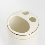 Deluxe Ceramic Bathroom Set - 5-Piece Organizer with Soap Dispenser, Toothbrush Holders, and Accessory Containers - Elegant Bathroom Essentials for Stylish Decor