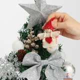 45cm Mini Christmas Tree – PE/PVC Mixed Classic Festive Decor with Silver Surround