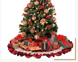 Christmas Cake Tree Skirt, Whimsical Festive Design, 116 x 116 cm, Red and White