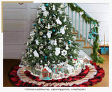 Christmas Cake Tree Skirt, Whimsical Festive Design, 116 x 116 cm, Red and White