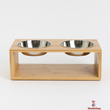 Double Stainless Steel Pet Bowl with Wooden Stand