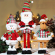 Christmas Decorative Trio Figurine Set, Santa Claus, Snowman, and Reindeer Dolls