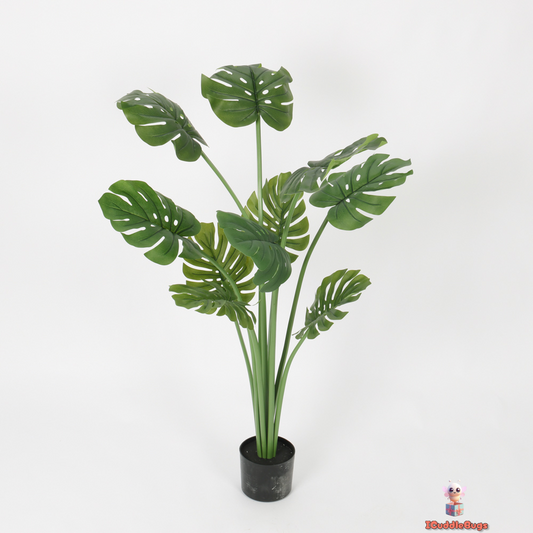 Tropical Monstera in Matte Black Pot