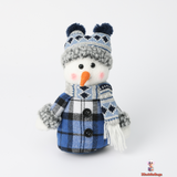 Christmas Snowman Doll, Fabric, 10 x 7 x 18 cm, Blue Plaid Design