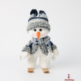 Skiing Snowman Fabric Christmas Doll Set, 25 cm, Blue