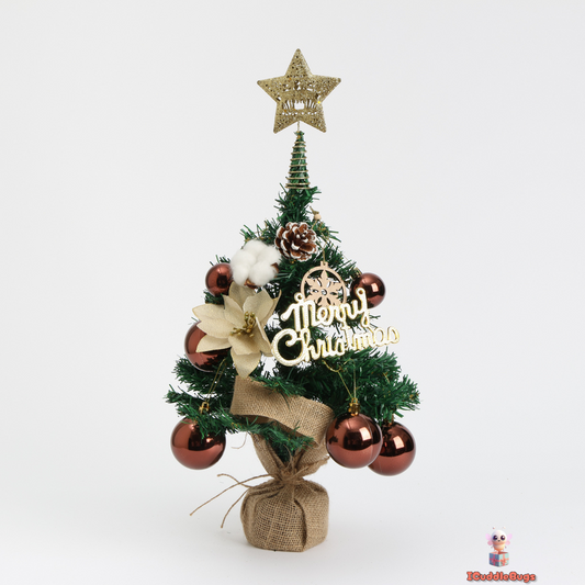 Festive Mini Christmas Tree 45cm – PE/PVC Blend with Silver Surround, Perfect for Small Spaces