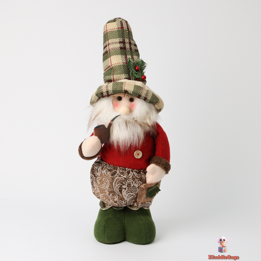 Telescopic Medium Santa Doll - Adjustable Seasonal Accent, 62 cm, Red and Green Fabric