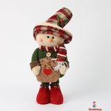 Telescopic Small Christmas Snowman Doll, Fabric, Red and Green. (47 cm)