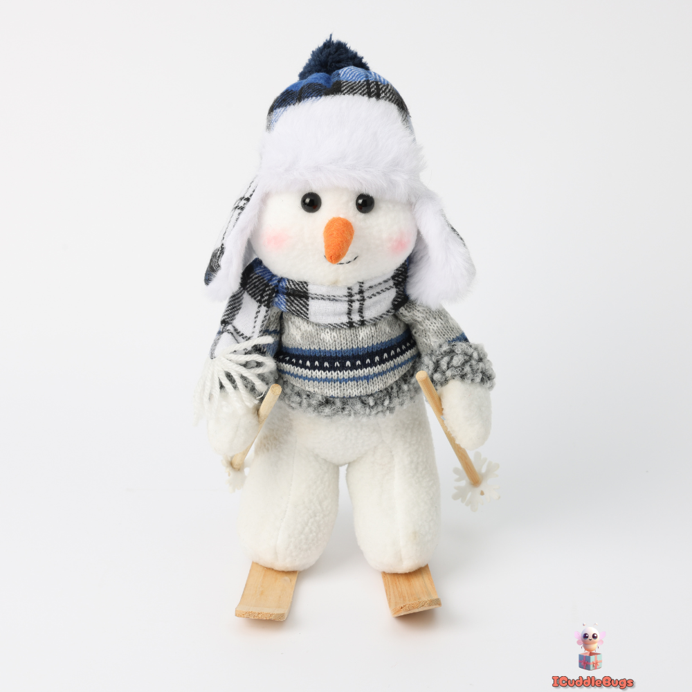 Skiing Snowman Christmas Doll Set, Blue, Fabric, 25 cm
