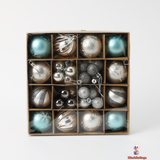 Silver and Blue Christmas Ornament Set, 44-Piece, Plastic Balls