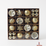 38-Piece Gold Snowflake Christmas Ball Ornament Set – Elegant Holiday Tree Decorations