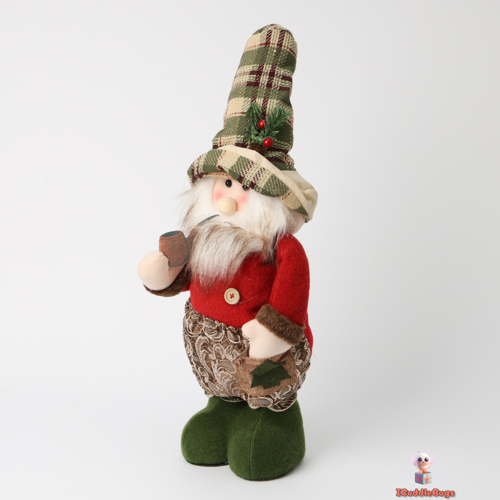 Telescopic Medium Santa Doll - Adjustable Seasonal Accent, 62 cm, Red and Green Fabric