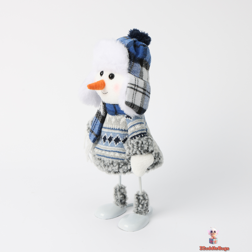 Christmas Fabric Doll with Iron Accessory, Blue Snowman Design, 15 x 10 x 30 cm