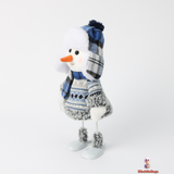 Christmas Fabric Doll with Iron Accessory, Blue Snowman Design, 15 x 10 x 30 cm