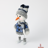 Christmas Blue Series Snowman Fabric Doll with Iron Set, 15 x 10 x 30 cm