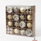 38-Piece Gold Snowflake Christmas Ball Ornament Set – Elegant Holiday Tree Decorations