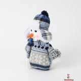 Christmas Fabric Snowman Doll, Blue, 18 cm