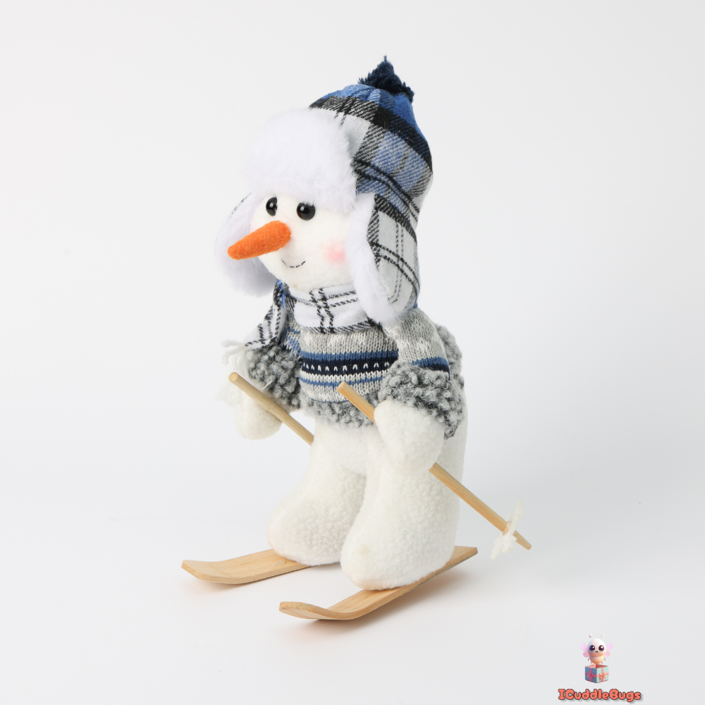 Skiing Snowman Christmas Doll Set, Blue, Fabric, 25 cm