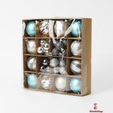 Silver and Blue Christmas Ornament Set, 44-Piece, Plastic Balls