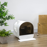 Hooded Cat Litter Tray Kitten Toilet w/ Scoop, Filter, Flap Door 43 x 44 x 47cm