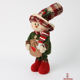 Telescopic Small Christmas Snowman Doll, Fabric, Red and Green. (47 cm)