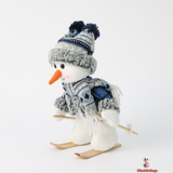 Skiing Snowman Fabric Christmas Doll Set, 25 cm, Blue