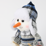 Skiing Snowman Christmas Doll Set, Blue, Fabric, 25 cm