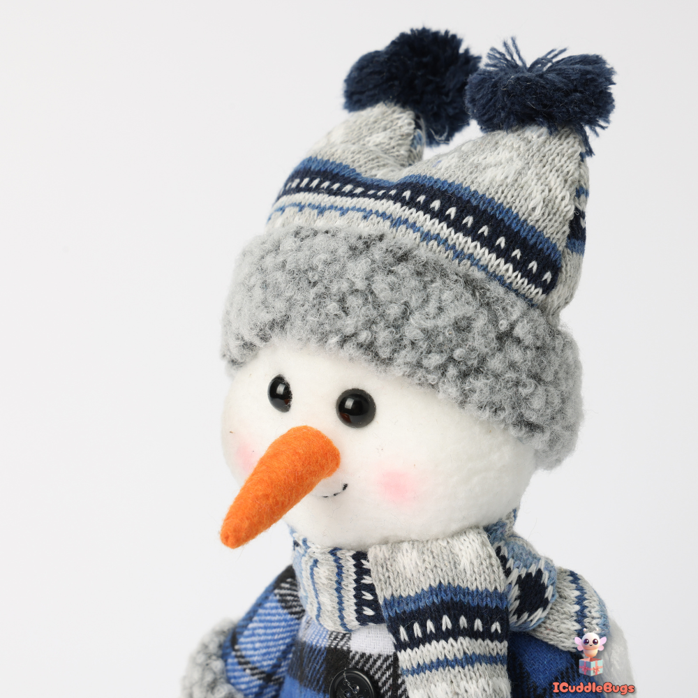 Christmas Blue Series Snowman Fabric Doll with Iron Set, 15 x 10 x 30 cm