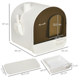 Hooded Cat Litter Tray Kitten Toilet w/ Scoop, Filter, Flap Door 43 x 44 x 47cm