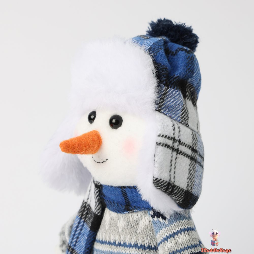 Christmas Fabric Doll with Iron Accessory, Blue Snowman Design, 15 x 10 x 30 cm