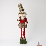 Telescopic Medium Santa Doll - Adjustable Seasonal Accent, 62 cm, Red and Green Fabric