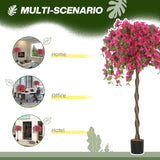 Set Of 2 Decorative Artificial Plants, Murraya Flowers In Pots, Fake Plants For Home Indoor Decor, 120cm, Red