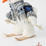 Skiing Snowman Fabric Christmas Doll Set, 25 cm, Blue