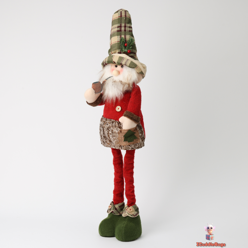 Telescopic Medium Santa Doll - Adjustable Seasonal Accent, 62 cm, Red and Green Fabric