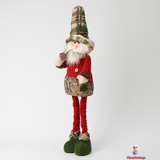 Telescopic Medium Santa Doll - Adjustable Seasonal Accent, 62 cm, Red and Green Fabric