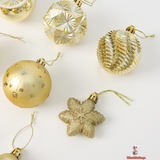38-Piece Gold Snowflake Christmas Ball Ornament Set – Elegant Holiday Tree Decorations