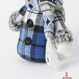 Christmas Snowman Doll, Fabric, 10 x 7 x 18 cm, Blue Plaid Design