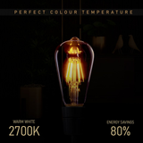 2Pack E27 LED Edison Dimmable Vintage Amber Glass Warm white 2700K Light Bulb