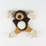 Interactive Dog Toy, Bear Plush with Rope, Chew and Play Pet Toy, Brown and Tan