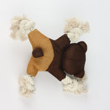 Interactive Dog Toy, Bear Plush with Rope, Chew and Play Pet Toy, Brown and Tan