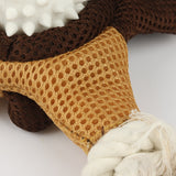 Interactive Dog Toy, Bear Plush with Rope, Chew and Play Pet Toy, Brown and Tan